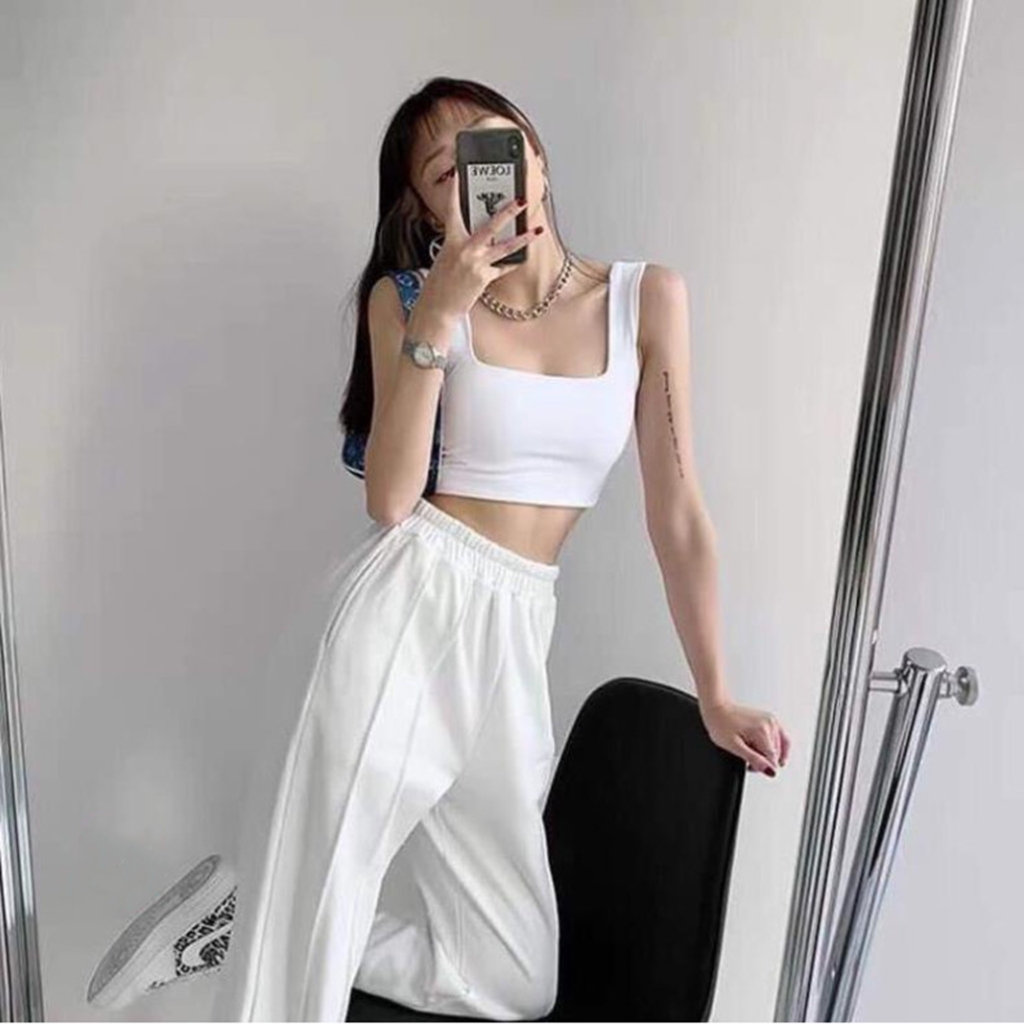 Áo Croptop dáng bra 2 dây bản to quyến rũ chất bozip 1 lớp thoáng mát phối blazer cardigan đồ tập gym thời trang