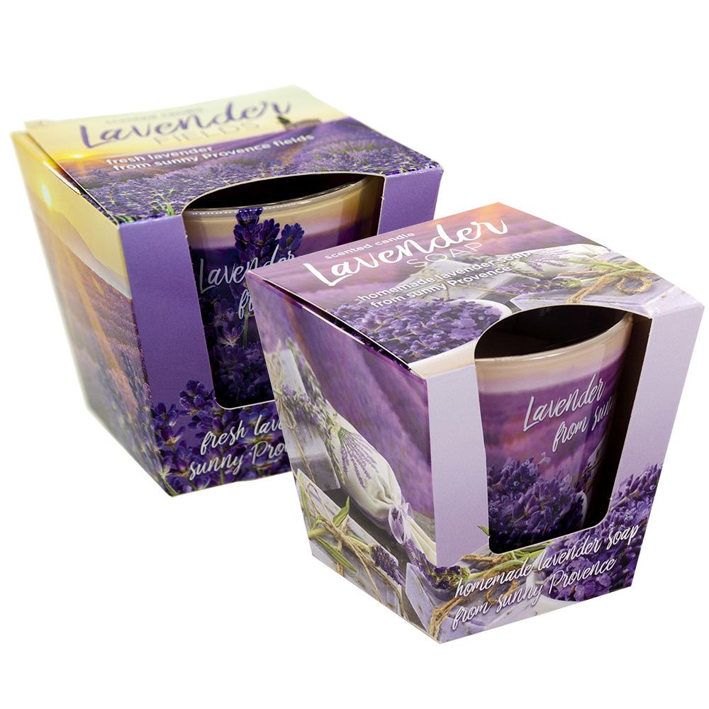 Combo 2 ly nến thơm tinh dầu Bartek Lavender Fields & Soap 115g - cánh đồng oải hương, nến trang trí, thơm phòng, thư giãn, hỗ trợ khử mùi