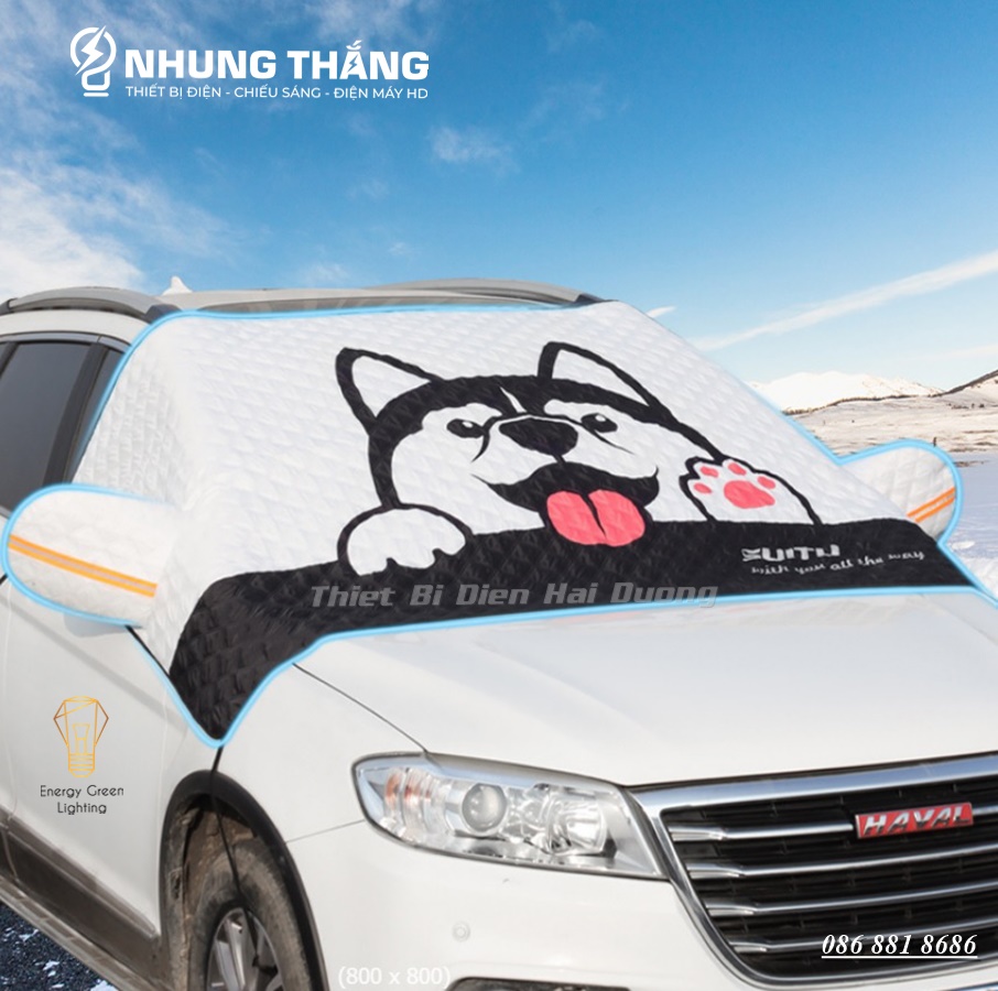Bạt Phủ Che Nắng Ô tô HUSKY R-3955 - Chống Nóng,Cách Nhiệt Kính Lái , Phủ Gương Ô Tô Xe Hơi - 4 Lớp Tráng Bạc Cao Cấp - Có Video