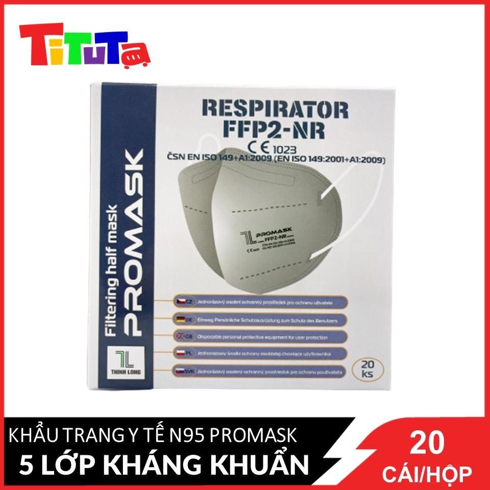 Khẩu trang y tế N95 PROMASK FFP2 (Xám) 5 lớp kháng khuẩn hộp 20 cái