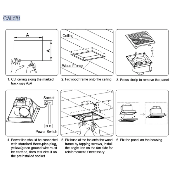 Cao cấp - Quạt Hút Âm Trần EUROHOME Tech 30Q