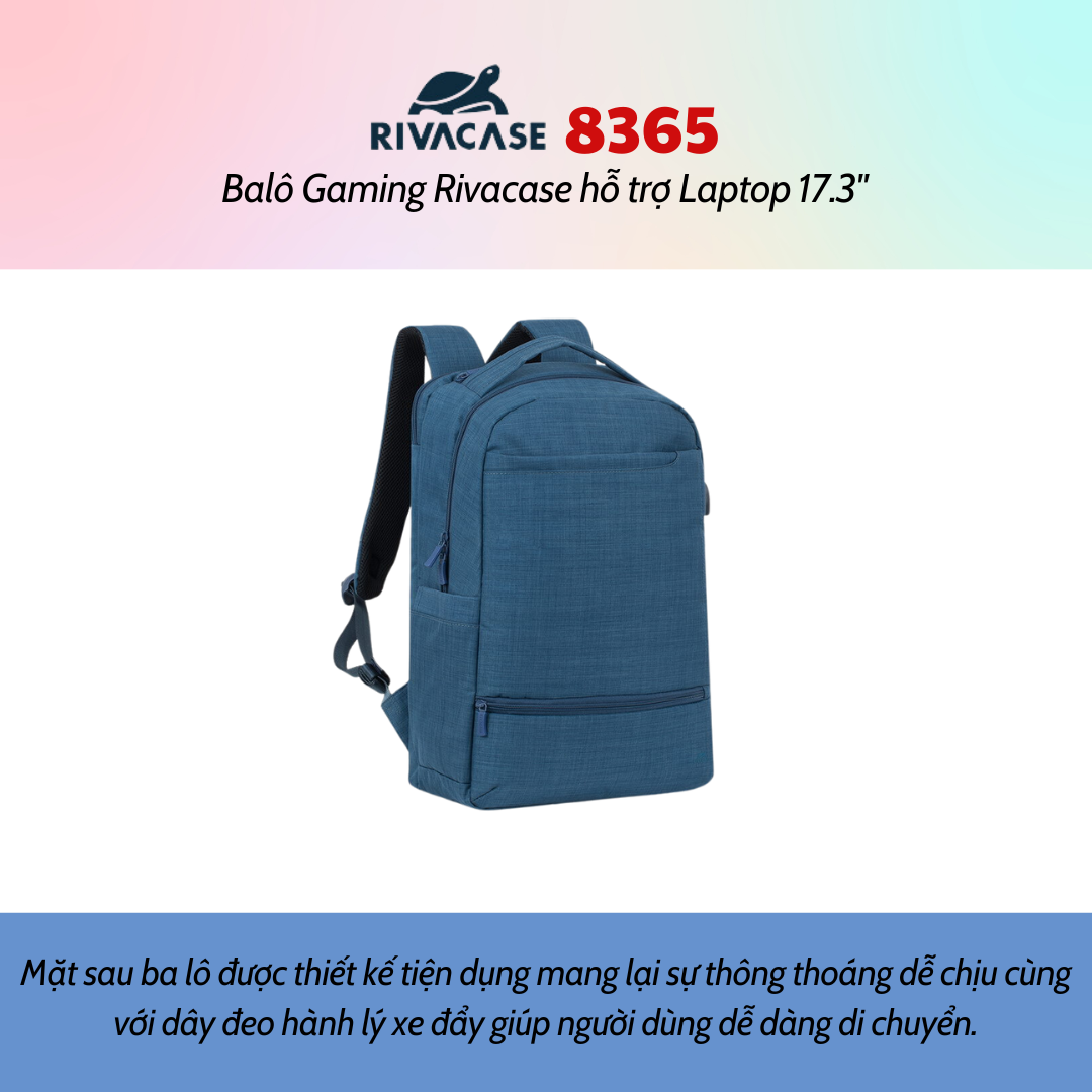 Balô Gaming Rivacase 8365 Để Vừa Laptop 17.3&quot; - Bảo Hành 24 Tháng - Hàng Chính Hãng