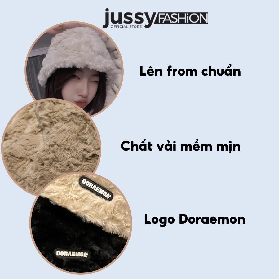 Mũ Bucket Len Lông Mịn Doreamon Jussy Fashion Nón Tai Bèo Len Cừu Hot Trend Chất Lông Mịn Dày 2 Lớp Phong Cách Hàn Quốc