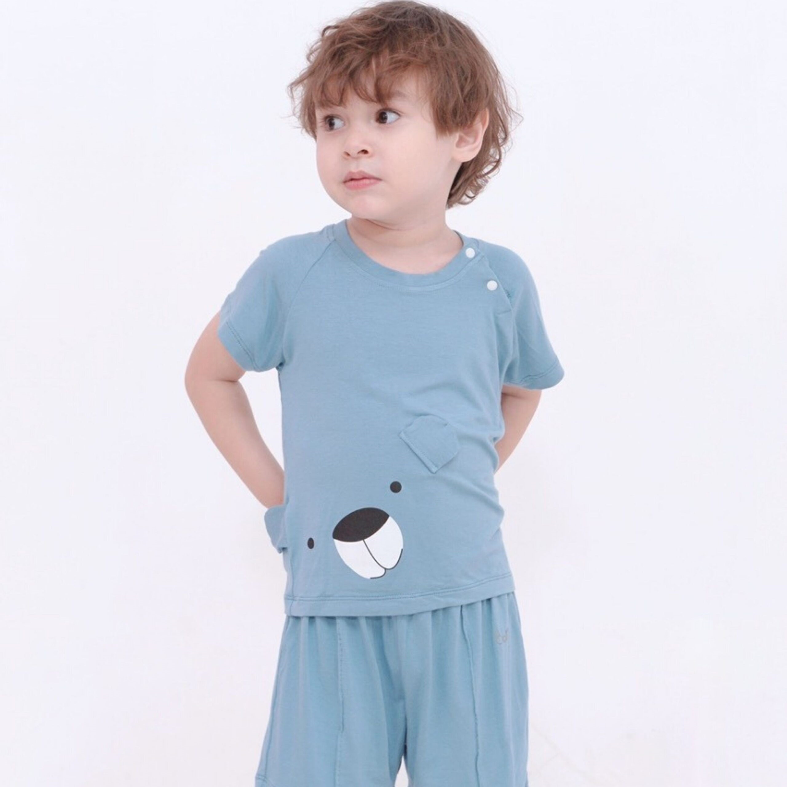 Bộ cộc tay  BARU cài vai Quần đùi Hoạ Tiết Dể Thương Cho Bé Gái Bé Trai ( 6m-4y )