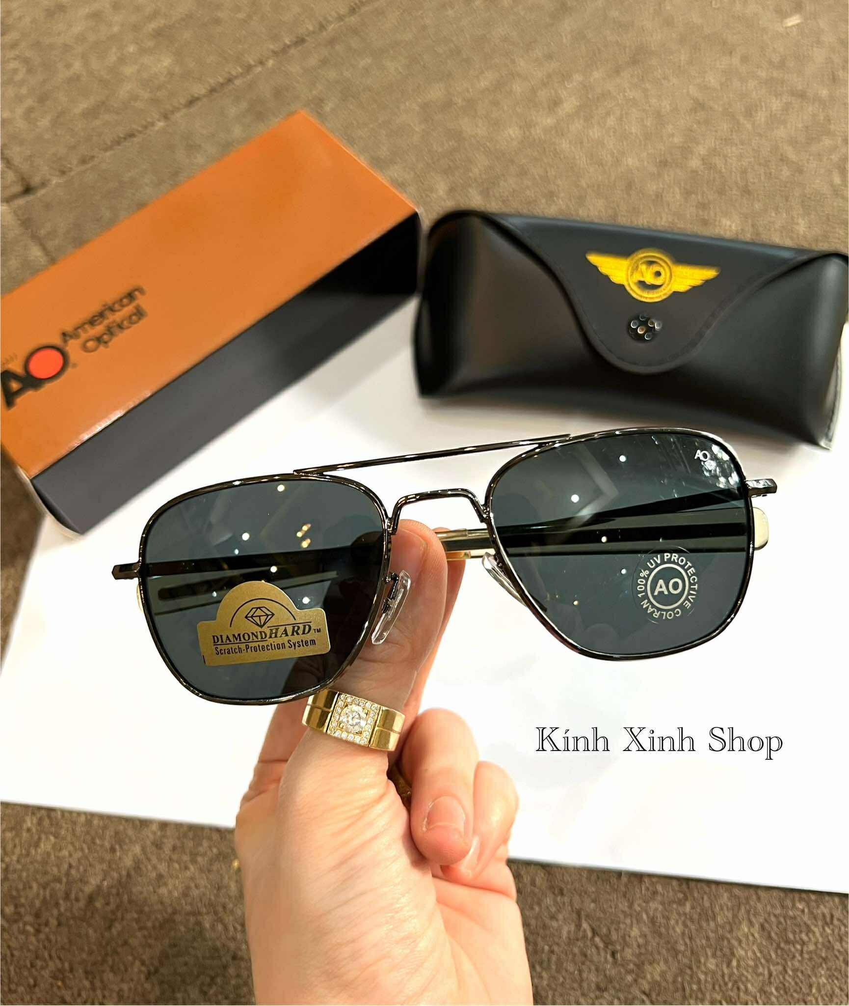 Kính râm nam Cơn Ao Mắt thủy tinh cường lực chống nắng thời trang phi công
