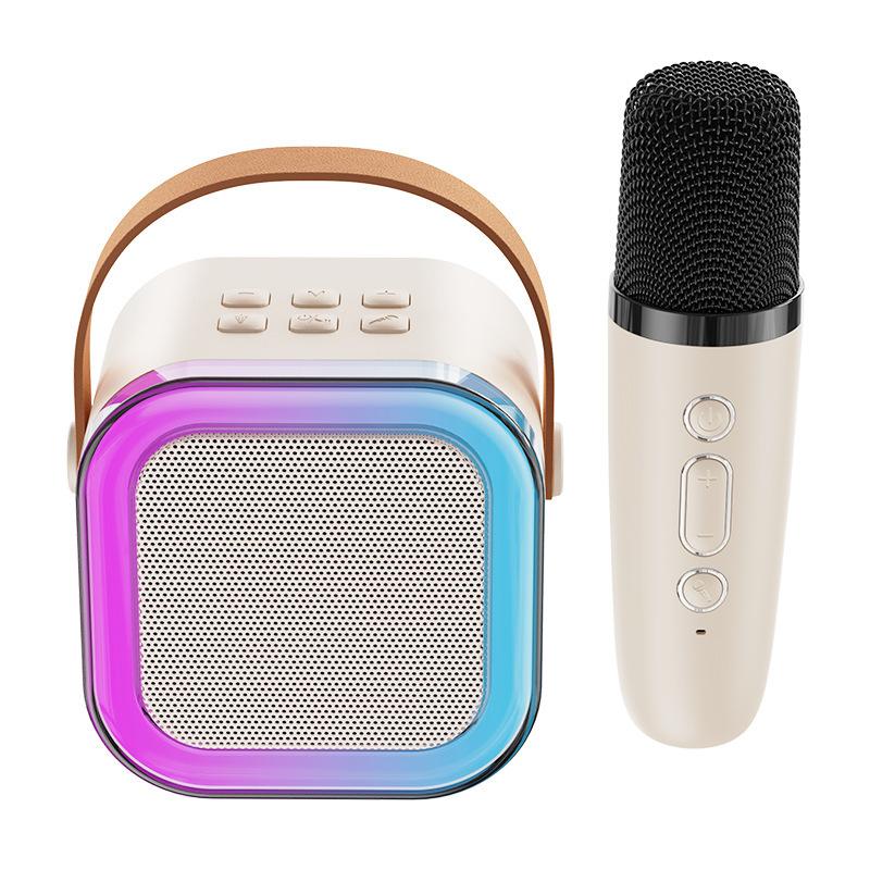 Loa Bluetooth Karaoke Ngoài Trời Mini Di Động Có Thẻ Micro Không Dây Loa Siêu Trầm Âm Lượng Cao Caixa De Som Quà Tặng Trẻ Em Màu sắc: 2 Micrô