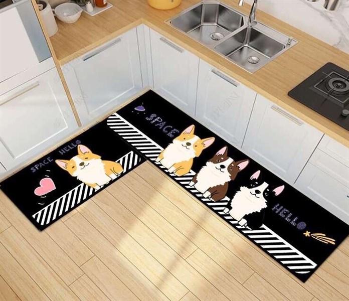 Bộ 2 Thảm Bếp Đế Cao Su Chống Trơn Trượt Dễ Lau Sạch - Màu Ngẫu Nhiên - GDHN Loại Tốt