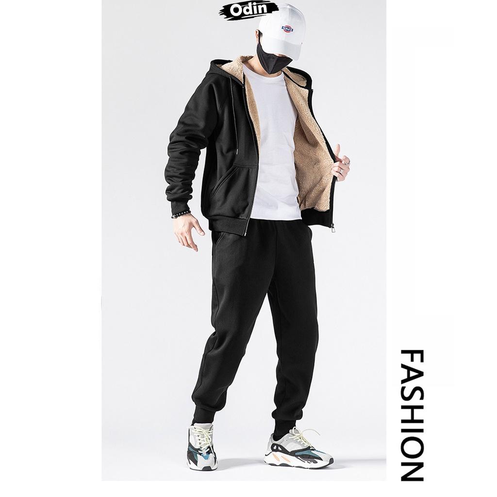 Áo nỉ lông cừu, áo khoác hoodie lông cừu nam nữ ODIN NL01 siêu ấm mùa đông