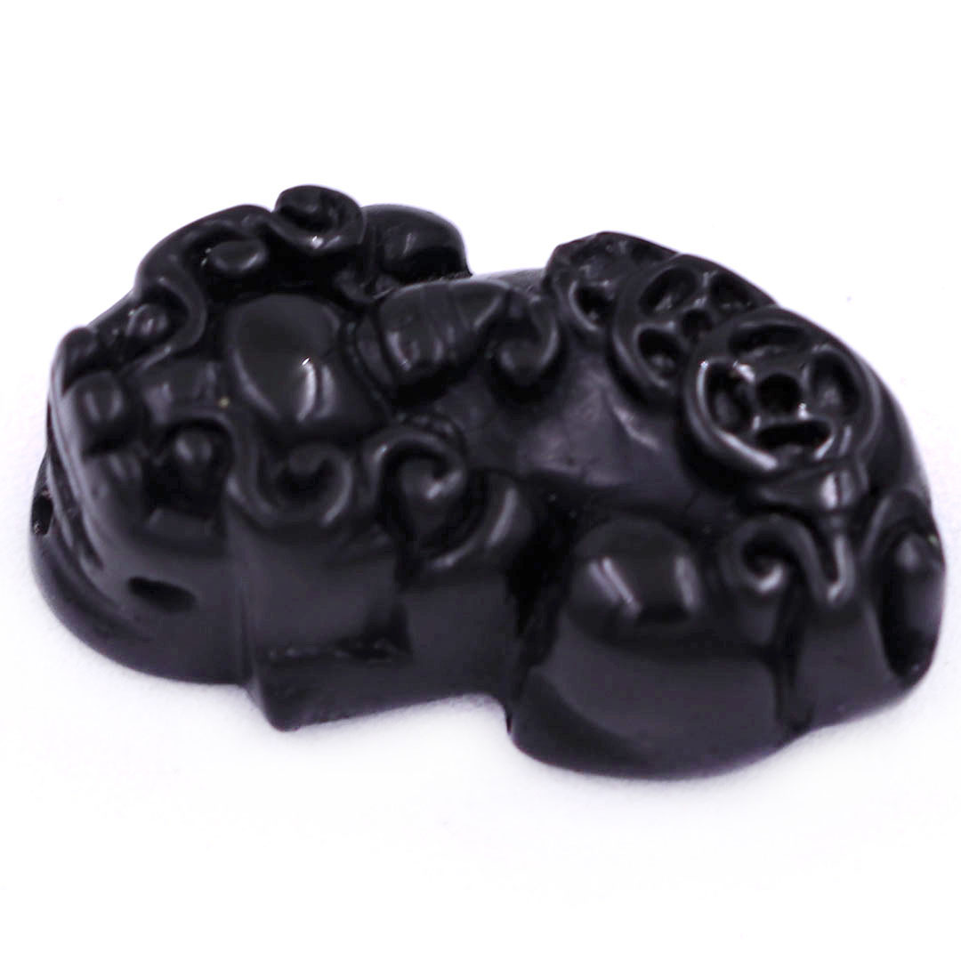 Mặt dây chuyền tỳ hưu đá đen 3.6 cm  kèm vòng cổ dây da đen + móc inox, mặt Tỳ hưu