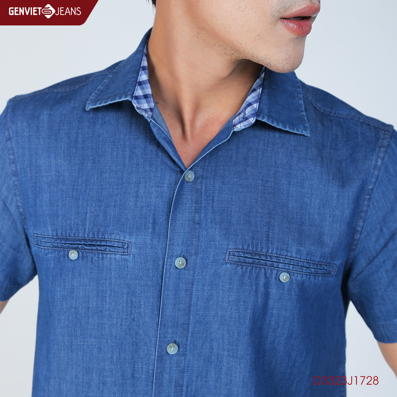 Áo Sơmi Jeans Cộc Tay Nam D3323J1728 GENVIET