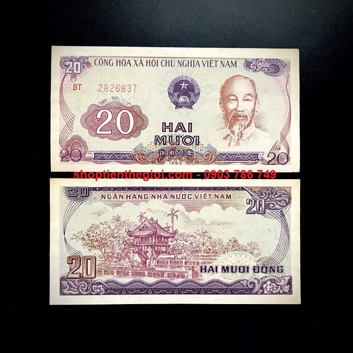 Sưu Tầm Tờ Việt Nam - 20 đ 1985 UNC Chùa Một Cột, sưu tầm tờ phong thuỷ quà tặng - XHCN020