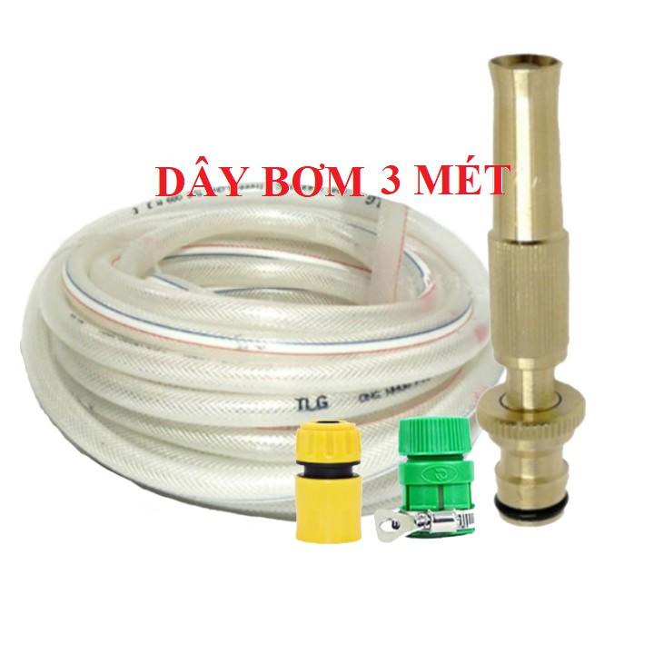 ️ Bộ dây vòi xịt nước rửa xe, tưới cây . tăng áp 3 lần, loại 3m,5m 206587 cút sập,nối vàng+ tặng mở chai
