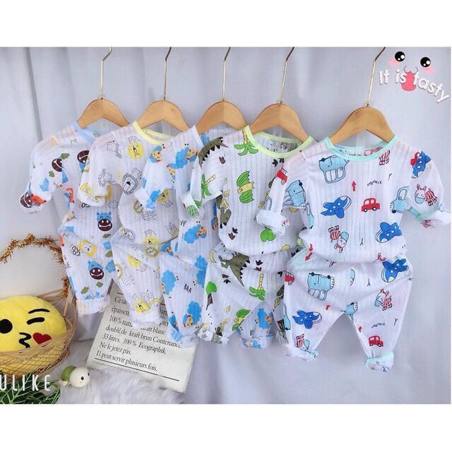 Bộ cotton giấy dài tay khuy vai từ 3-15kg cho bé .Hàng loại 1