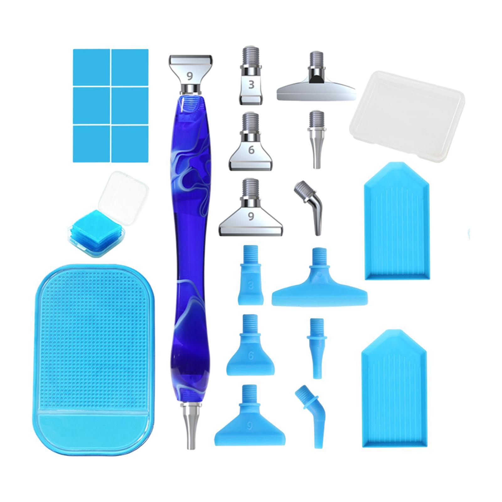 5D DIY Diamond with Resin Pen, Antislip Mat, Diamond Trays, Clay Box, Drill Point Accessories Set
