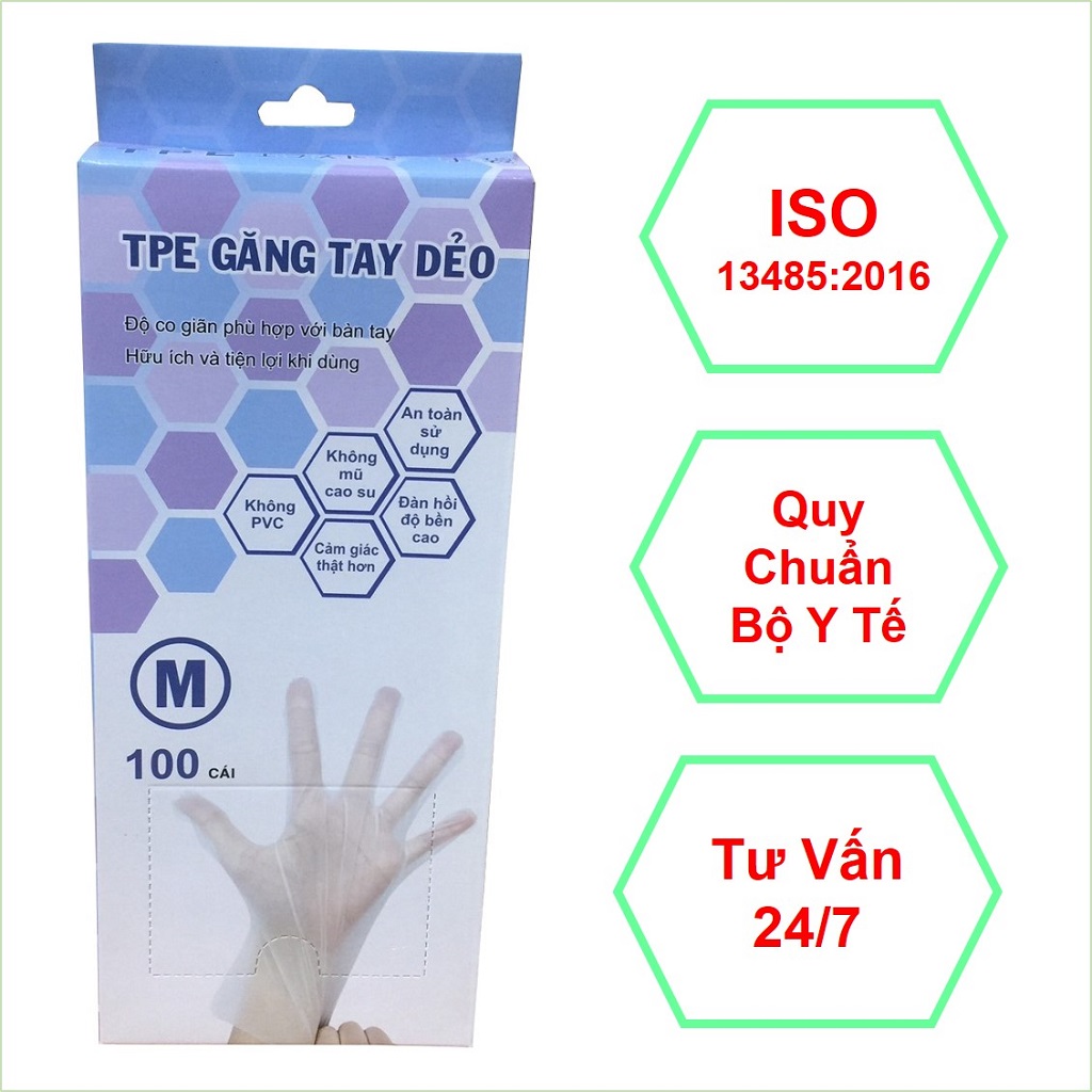 Găng tay TPE siêu dai DETOCO, găng tay làm bếp. Tính đàn hồi chịu nhiệt tốt, độ bền cao, cảm giác thật. Không nhựa PVC, không mũ cao su, hộp 100 cái.