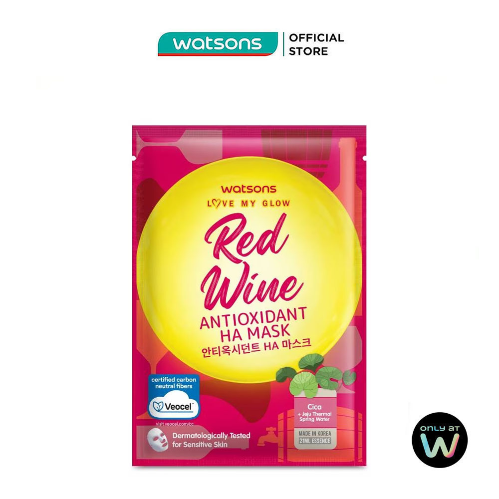 Mặt Nạ Watsons Love My Glow Red Wine Antioxidant Ha Mask 21ml