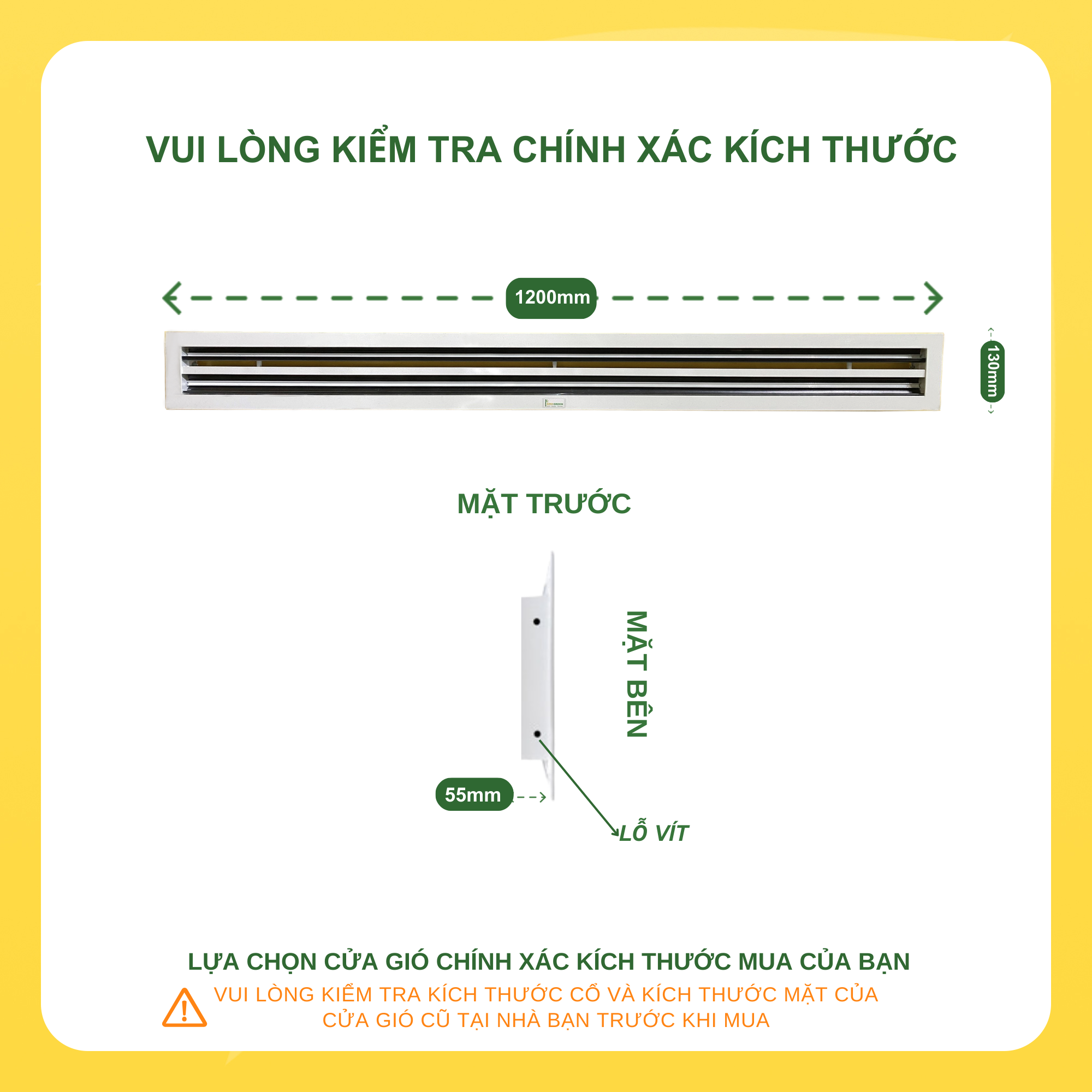 Cửa Gió Nan 2 Slot, Điều Chỉnh Lưu Lượng Gió, Sơn Tĩnh Điện, Cửa Cấp/Hồi, ASIA GREEN ( Giá bao gồm VAT)