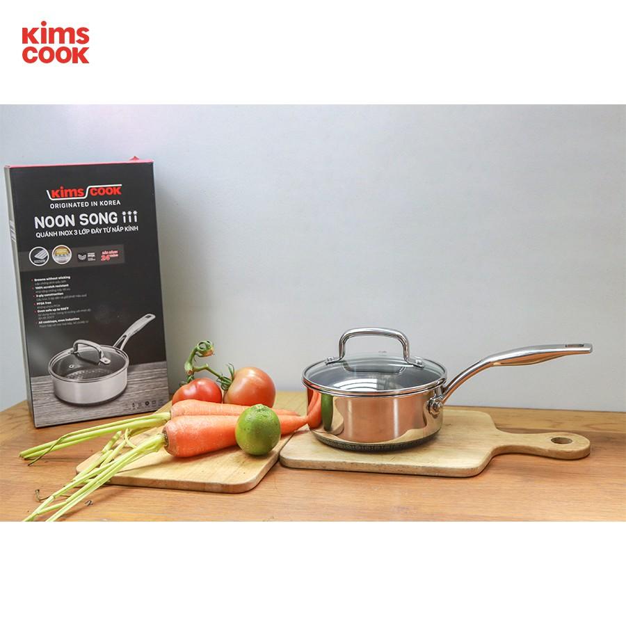 Quánh chống dính 2 mặt cao cấp BLACKCUBE KIMSCOOK 3 lớp đáy liền nắp kính 16cm - 18cm dòng NOONSONG