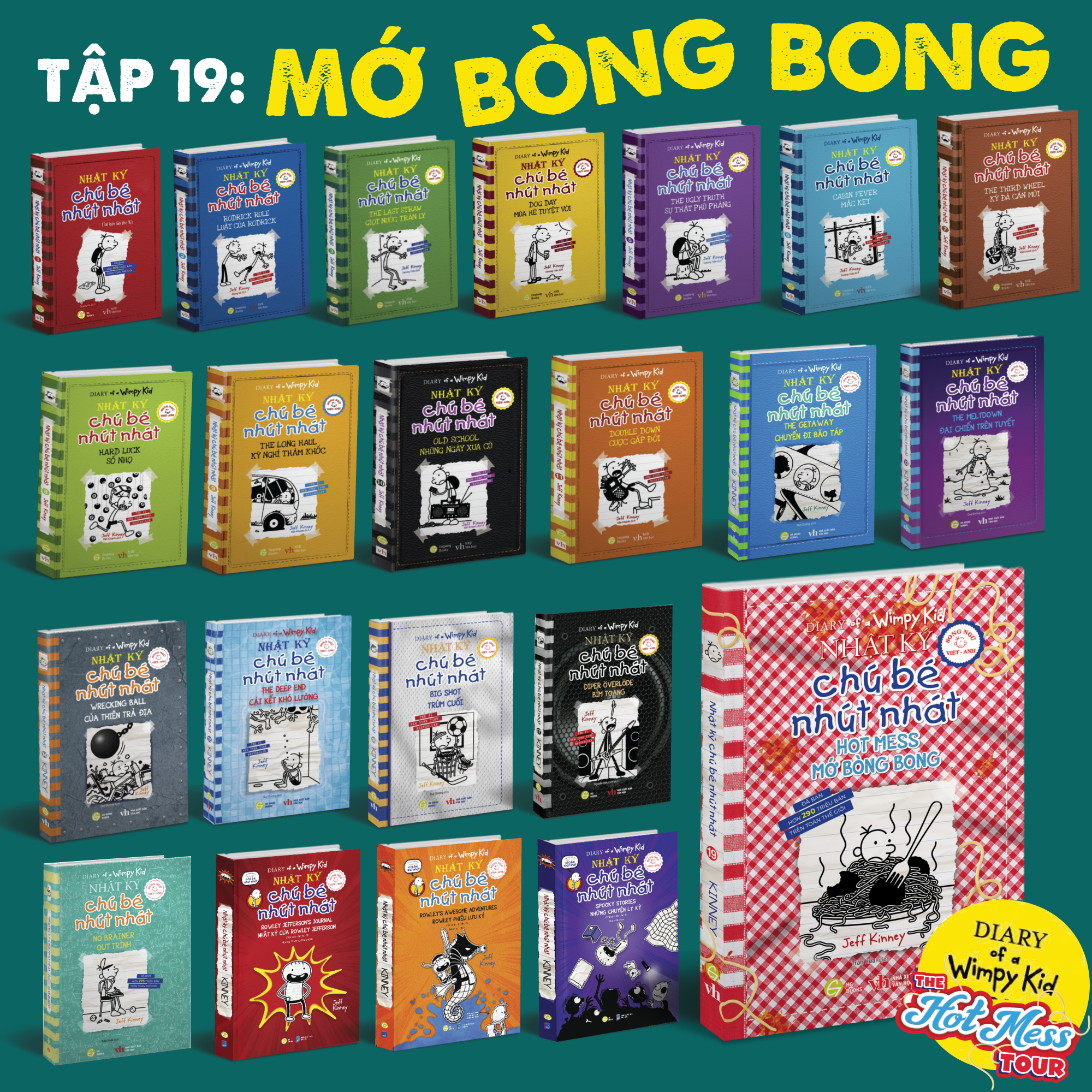 Sách - Diary Of A Wimpy Kid - Nhật Ký Chú Bé Nhút Nhát - Tập 19 - Mớ Bòng Bong - Hot Mess (Song Ngữ Việt-Anh)