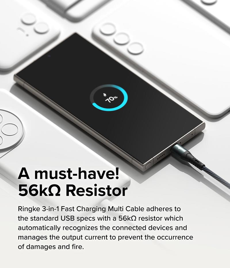 Cáp sạc nhanh đa năng cho điện thoại/tablet RINGKE 3-in-1 Fast Charging Multi Cable 1.2M - Hàng Chính Hãng