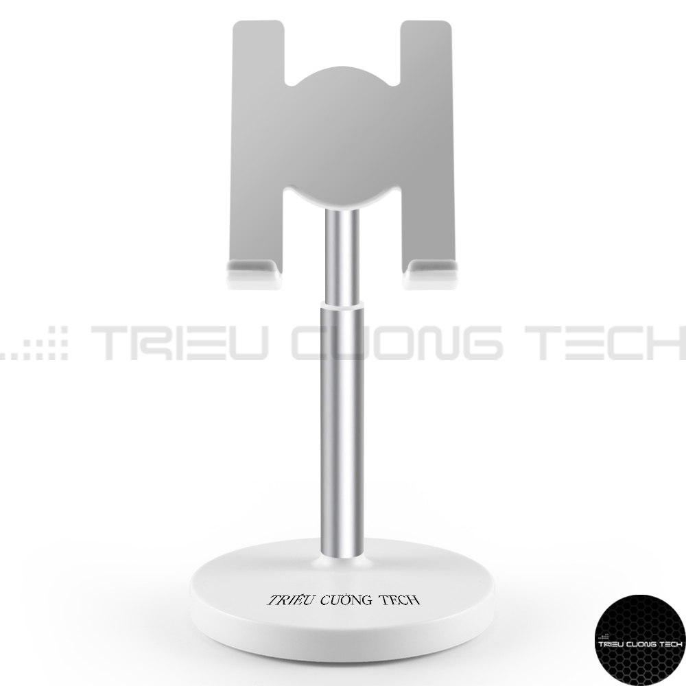 Giá Đỡ Để Bàn Điện Thoại Máy Tính Bảng Ipad Hợp Kim Nhôm ABS Cao Cấp Nâng Hạ - Xoay Tròn - Điều Chỉnh Góc Độ - KT 9.5x9.5x20 Cm - Hàng Chính Hãng