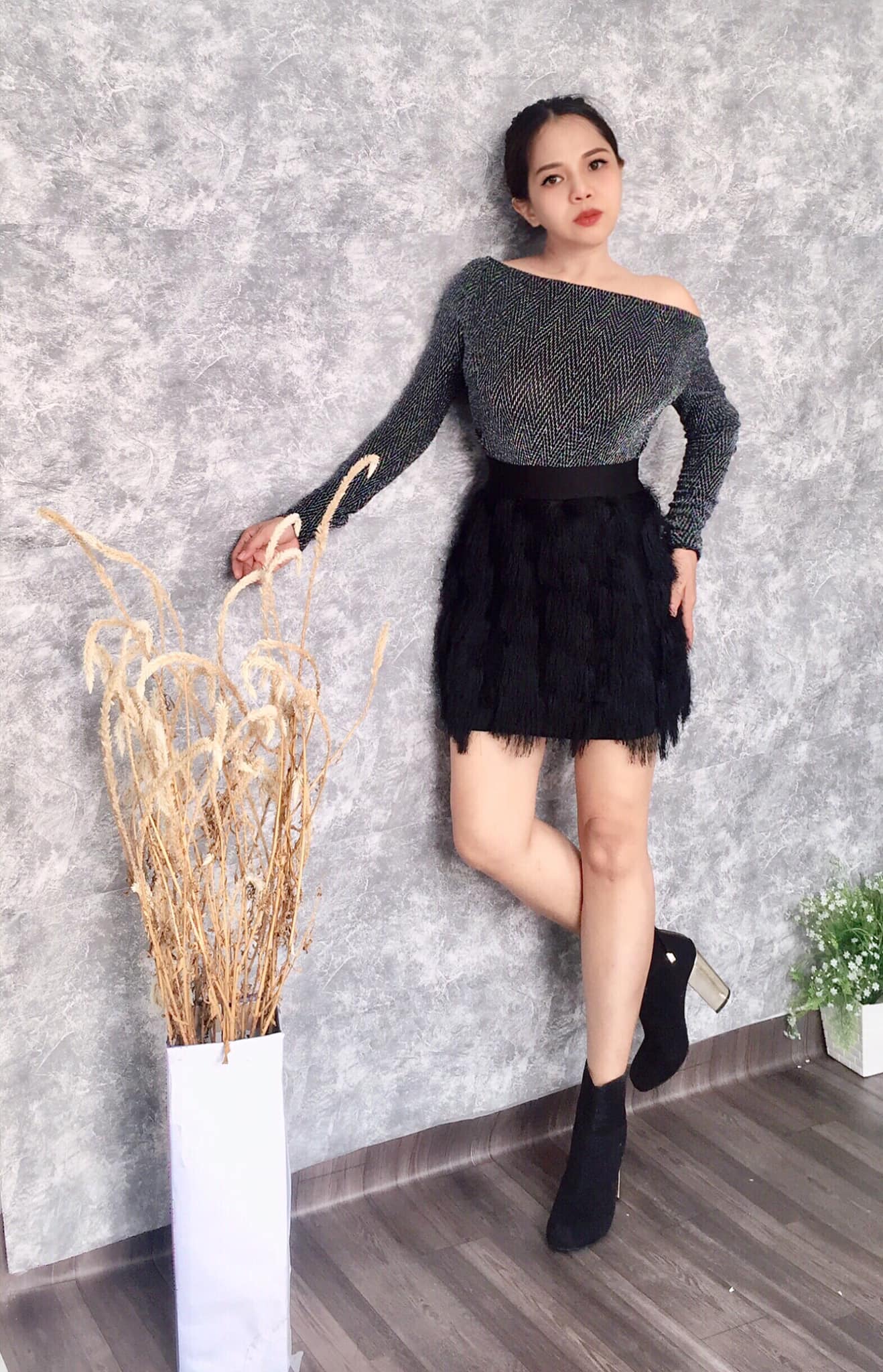 Chan váy lông body cực xinh cá tính