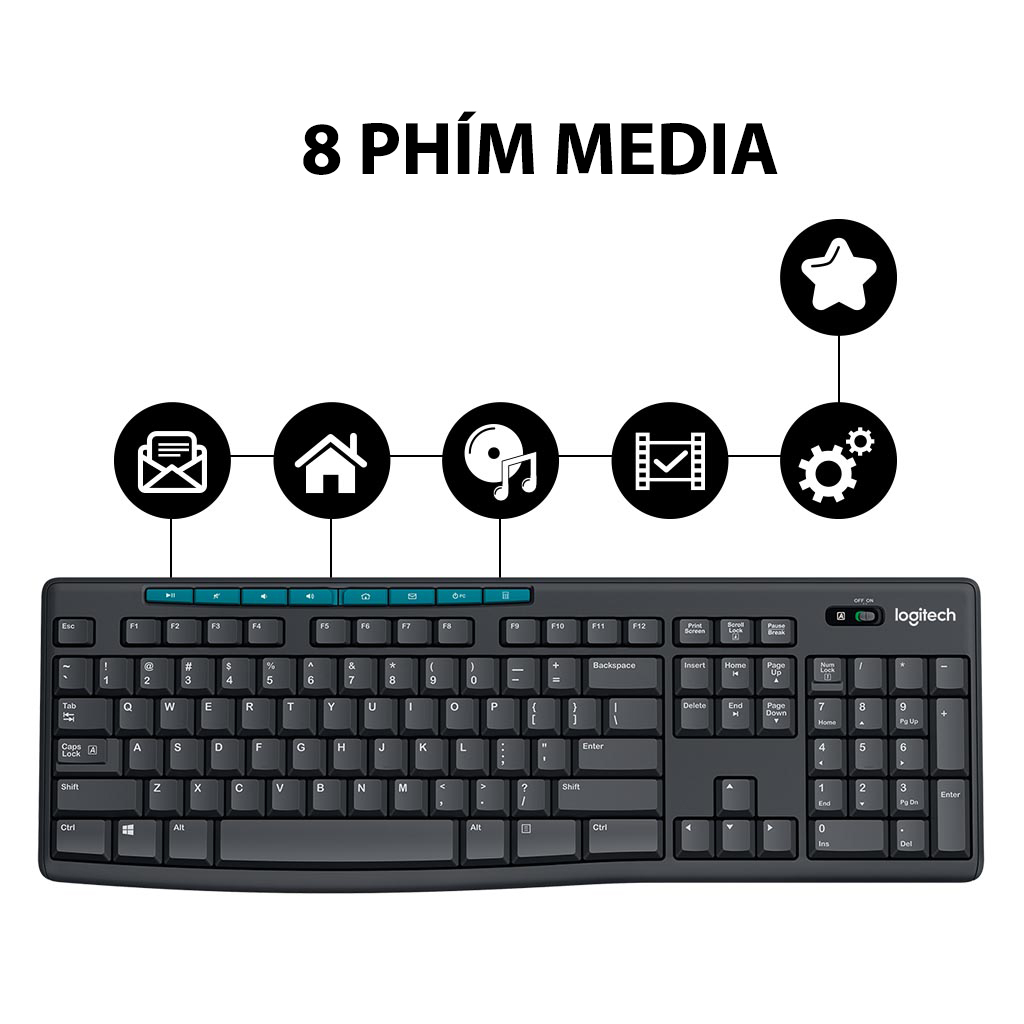 Combo chuột phím không dây Logitech MK275 - Hàng chính hãng