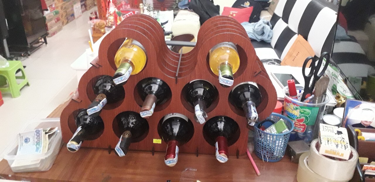 Kệ Rượu Lắp Ráp 10 Chai Trang Trí Quà Tặng Độc Đáo