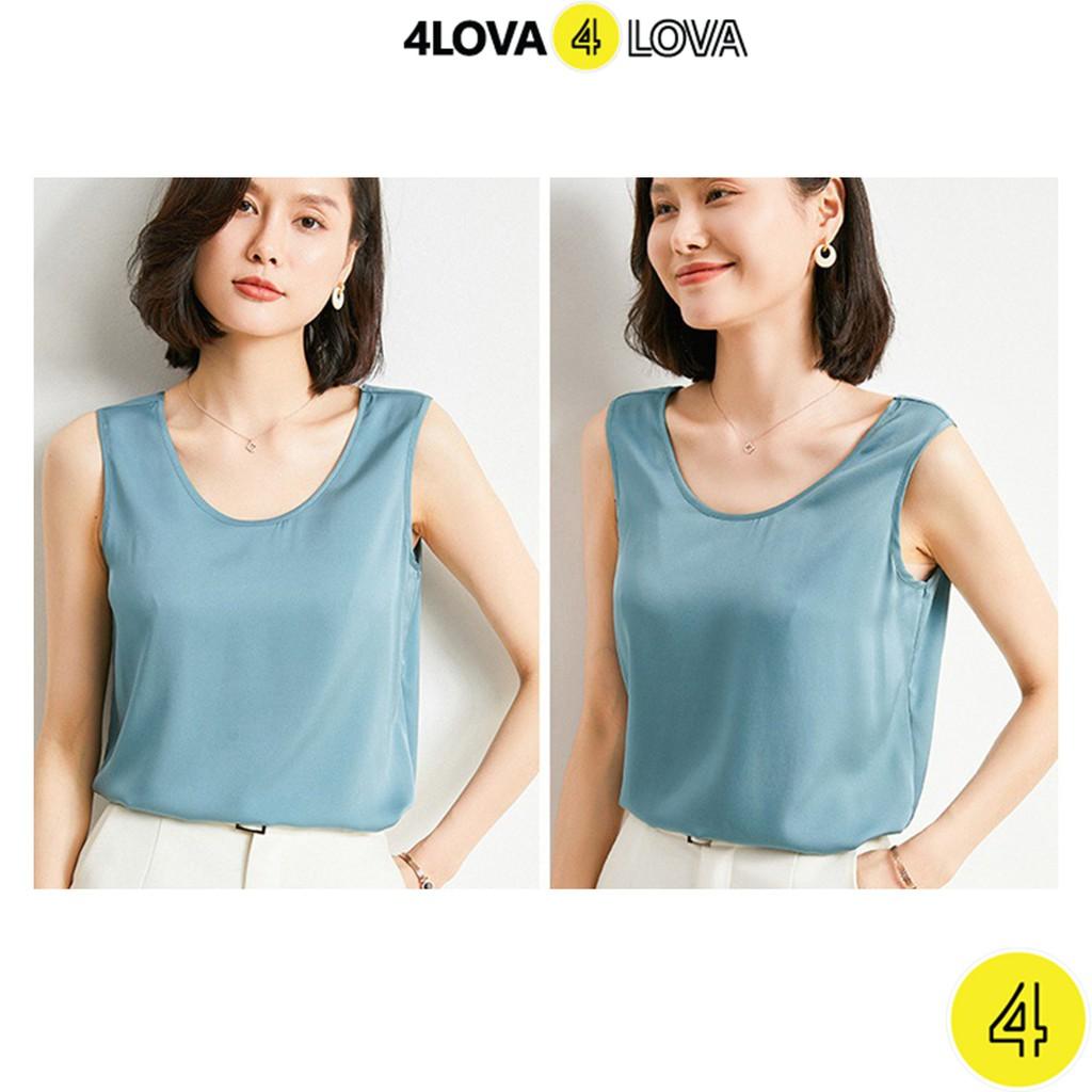 Áo sát nách nữ cổ tròn 4LOVA chất lụa satin cao cấp