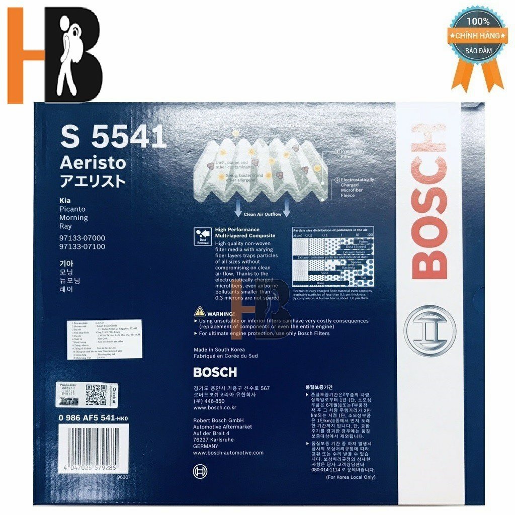 Lọc Gió Điều Hòa BOSCH Aeristo S5541 cho xe Hyundai i10 , Kia Morning - Hibu