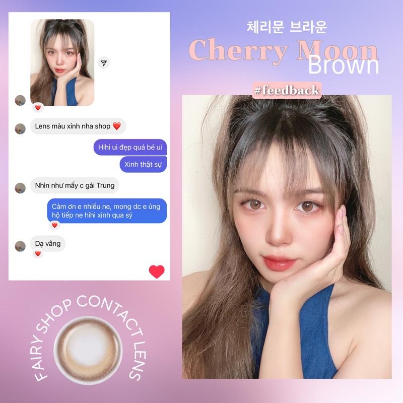 Kính Áp tròng Cherry Moon Brown 14.0mm - Lens Phủ Bóng Glowy FAIRY SHOP CONTACT LENS - Lens Trăng Khuyết