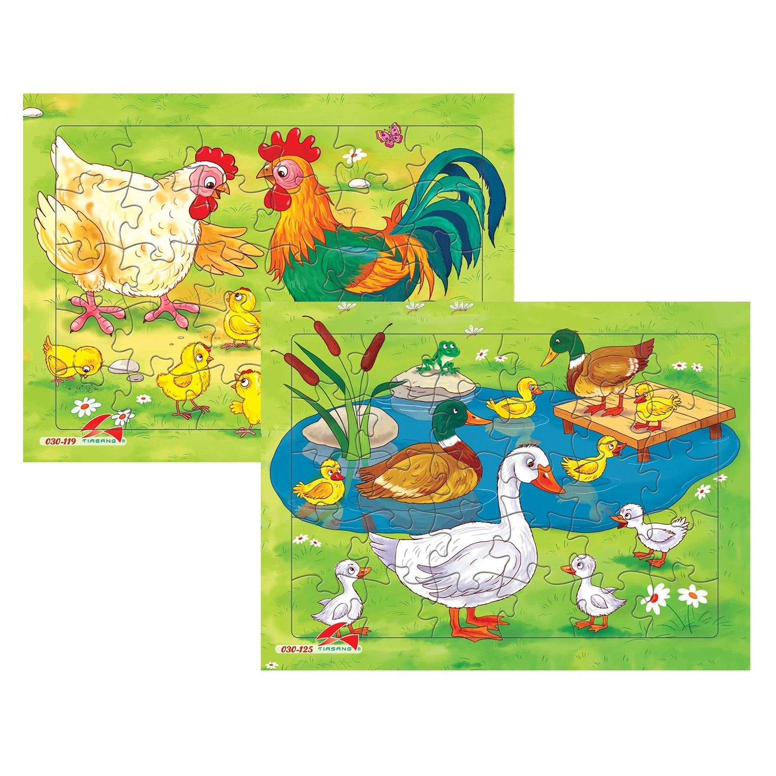 Bộ 2 tranh xếp hình 30 mảnh ghép, đồ chơi trí tuệ cho bé từ 3 tuổi. Sản xuất tại Việt Nam. Kích thước A4.