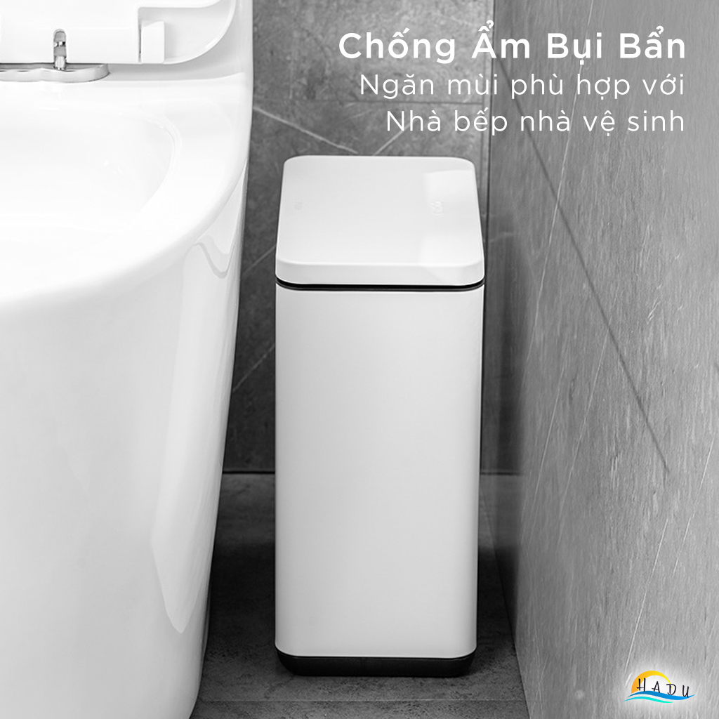 Thùng Đựng Rác Nhà Vệ Sinh Có Nắp 8 Lít Inox Đa Năng Cao Cấp Khử Mùi Than Hoạt Tính CCKO