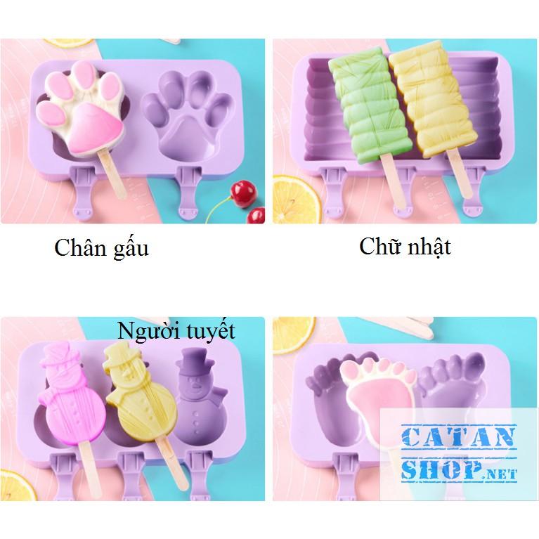 Khuôn silicon làm kem trái cây hình dáng siêu cute, đáng yêu, dễ thương tặng Kèm 50 que gỗ GD305-Khuonkem
