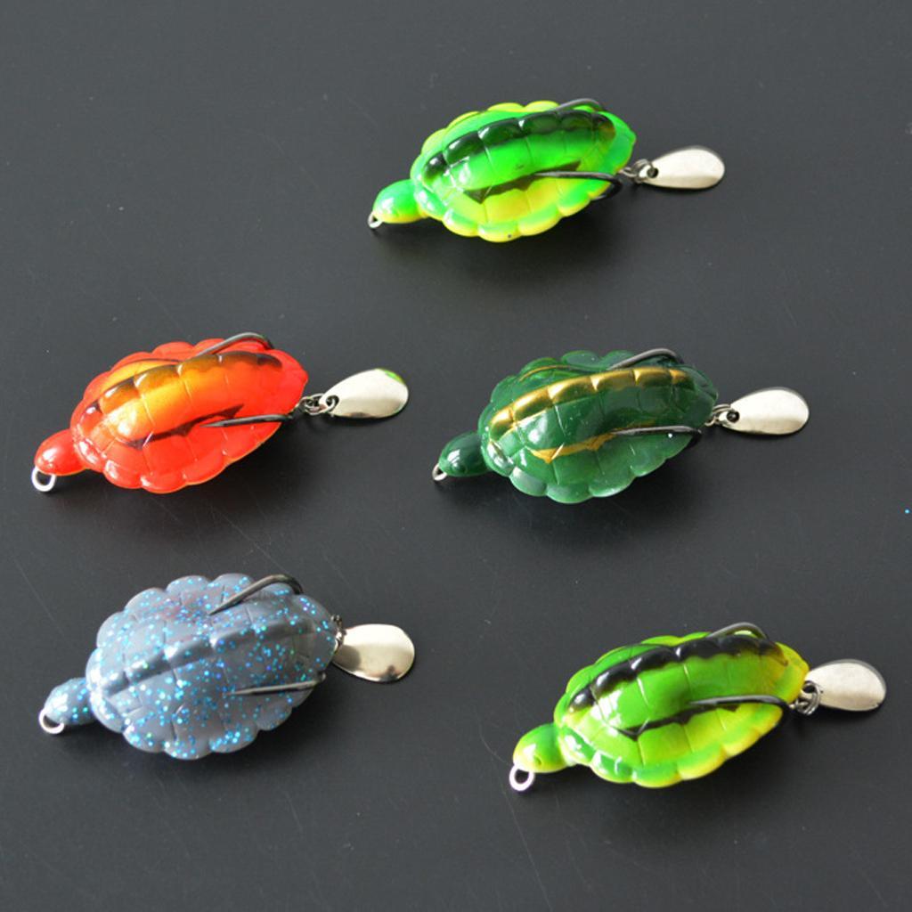 5Pcs Topwater Fishing Lure Hook Baits Crankbait Spinner Tortoise with Spoon