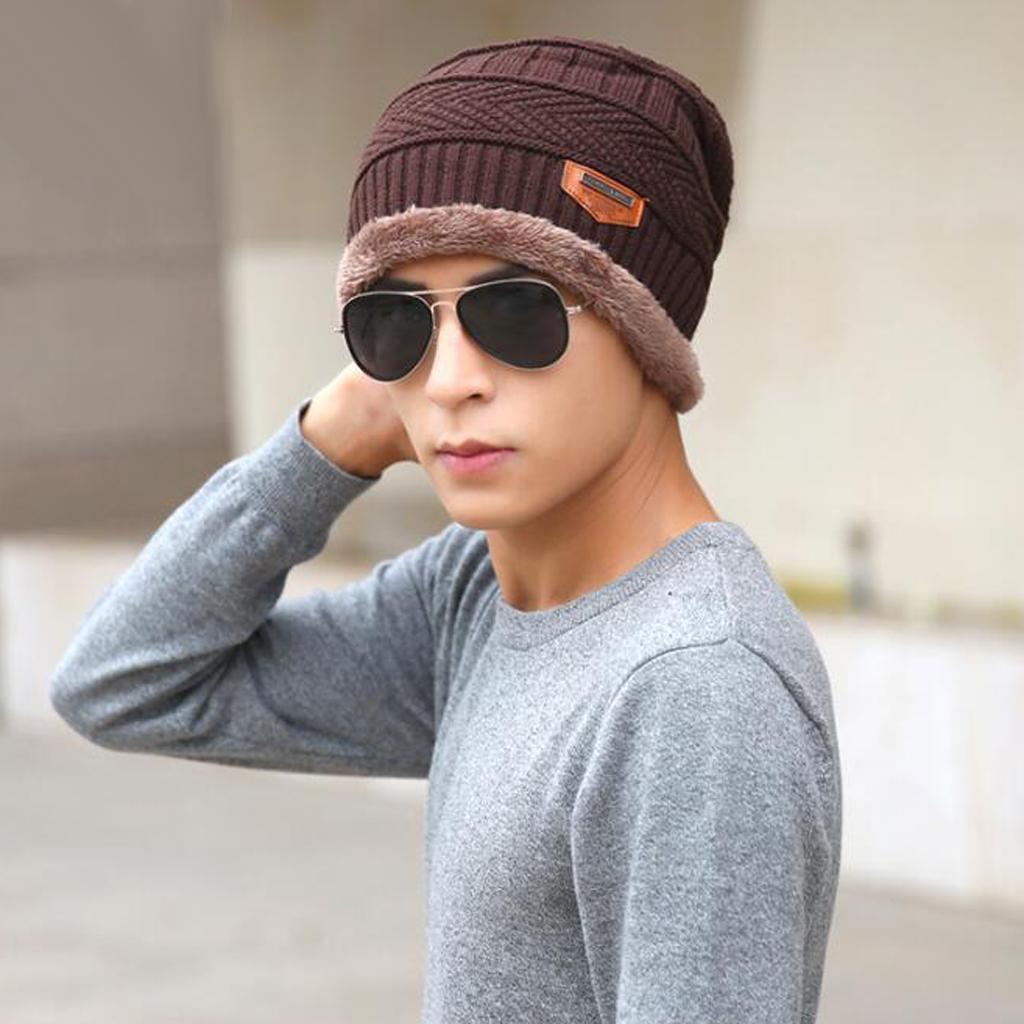 Women Mens Thick Warm Fleece Soft Winter Beanie Hat Scarf Skull Cap Set