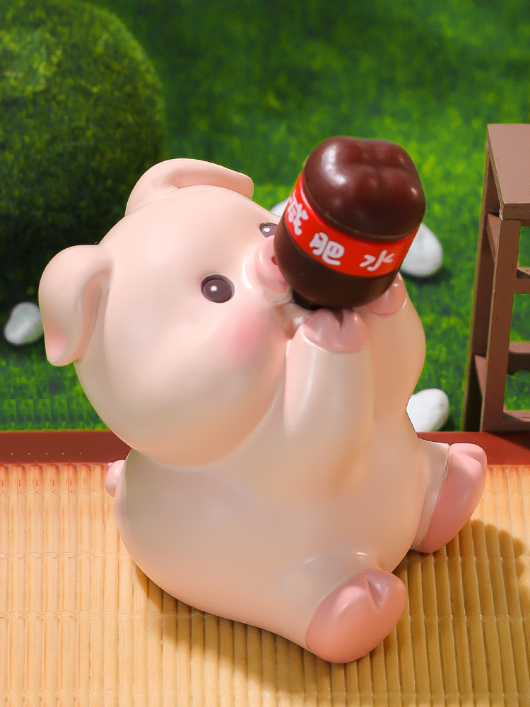 Mô hình Trang Trí Animal Panda Heo Thỏ Chó Uống Nước Ngọt_ Hàng chính hãng