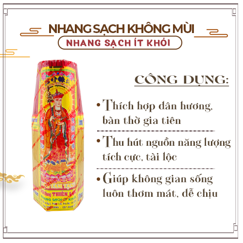 Nhang Sạch Đặc Biệt Không Mùi Không Cay Mắt Thiên Lộc An Toàn Cho Trẻ Em - 4 Tấc Bó Đại 800 Nén