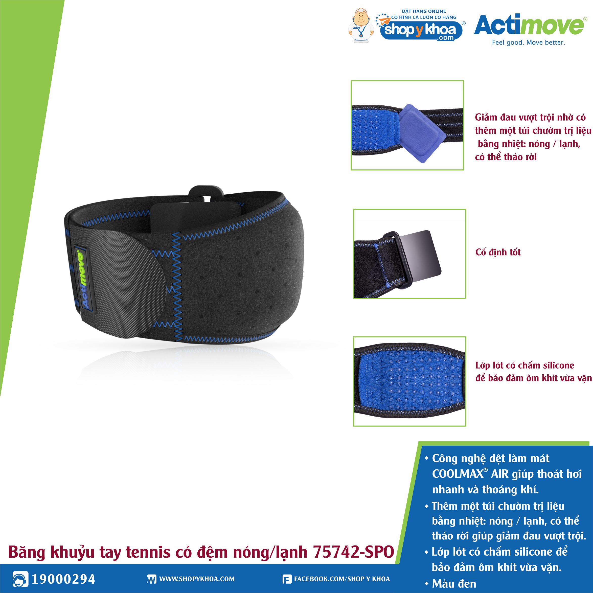 Băng khuỷu tay tennis có đệm nóng/lạnh 75742-SPO Actimove Elbow Strap