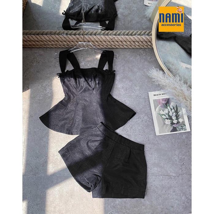 ( HÀNG CHUẨN ĐẸP ) Set Áo Peplum Đính Nơ Kèm Quần Short Tapta Dễ Thương Xinh Xắn - ATNU020