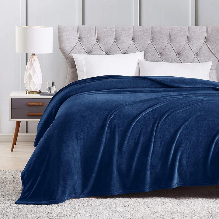 Mền lông cừu xanh dương đậm cao cấp A - 1m8x2m