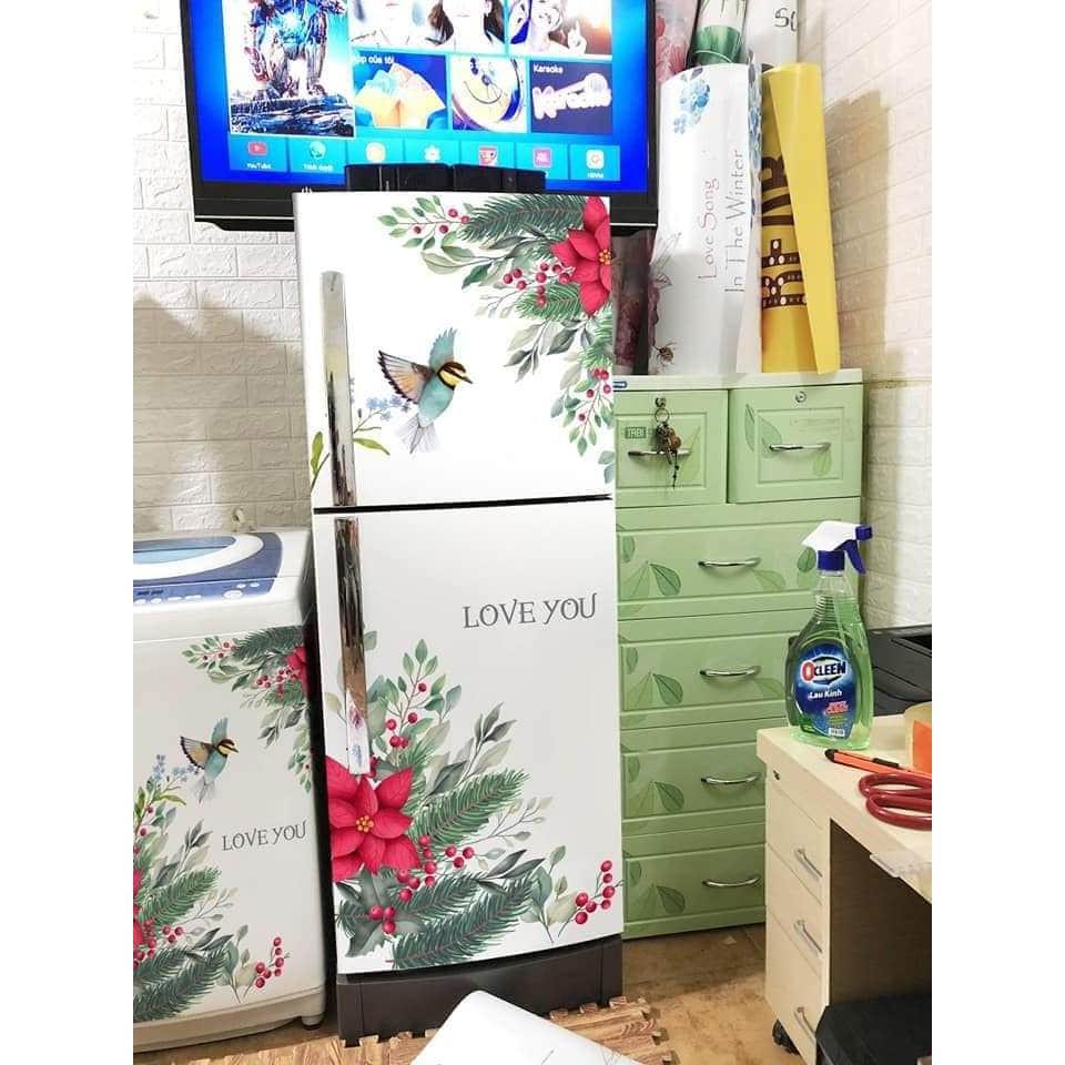Miếng dán tủ lạnh decal 3D mẫu hoa sang chảnh