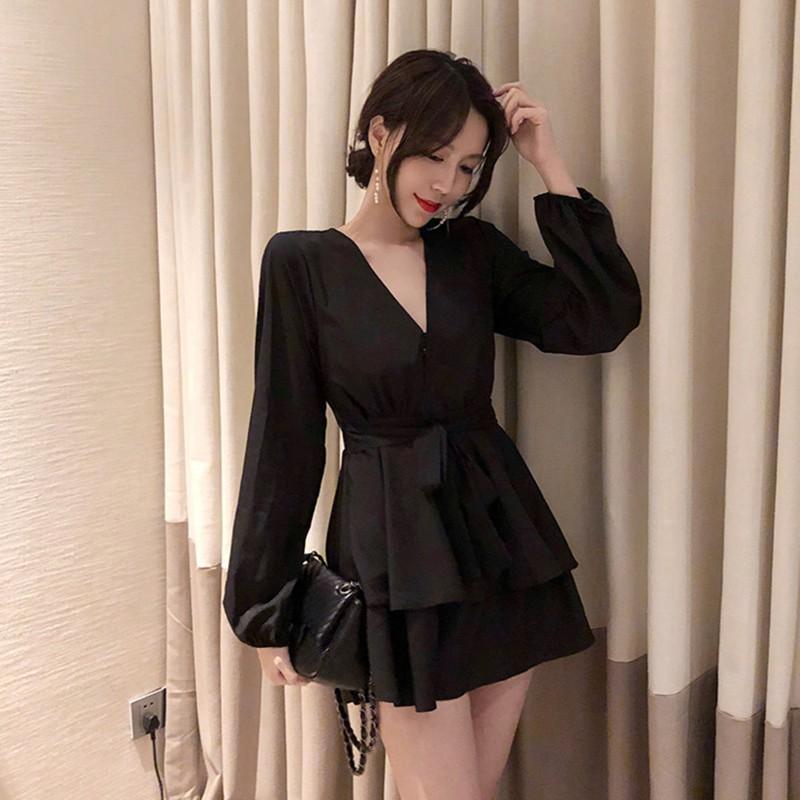 Đầm nữ tay dài màu trơn