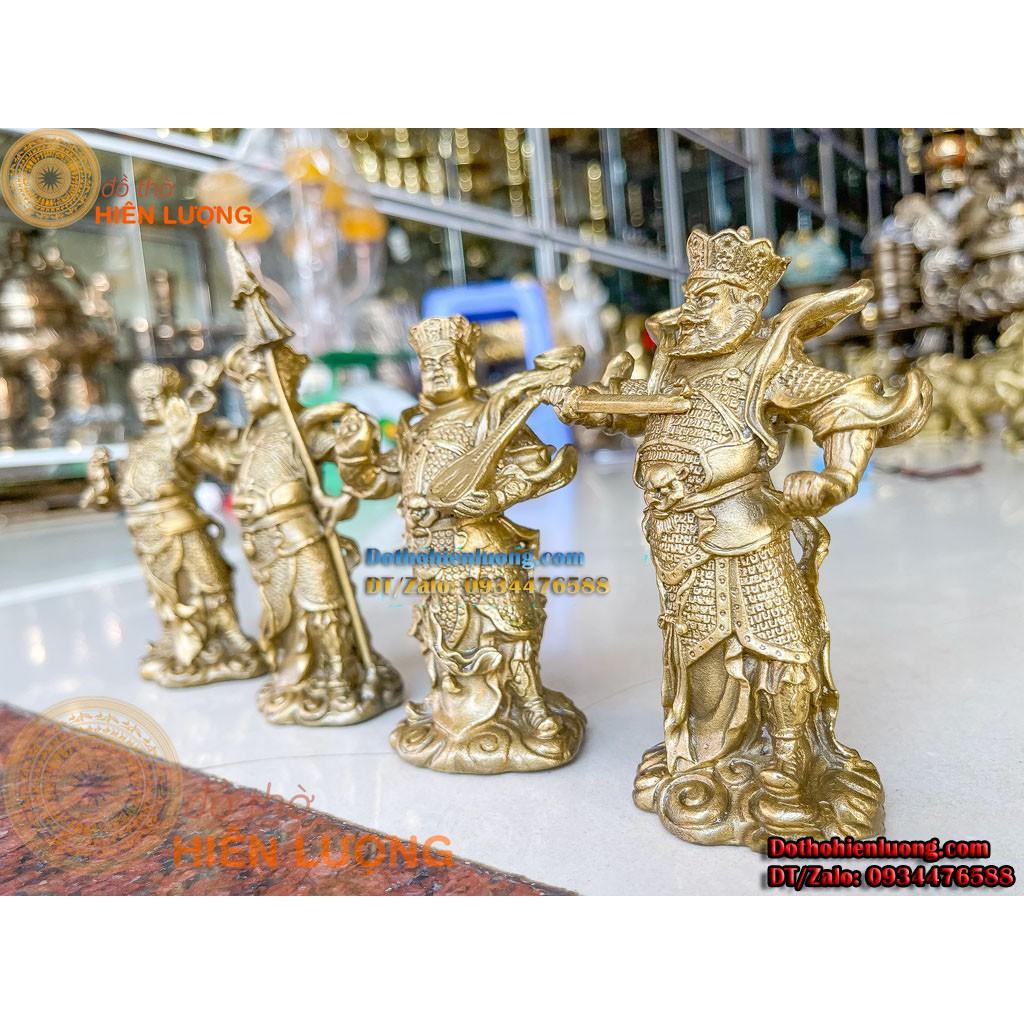 Bộ Tượng Phật Tứ Đại Thiên Vương Màu Vàng Bằng Đồng Đẹp Cao 12cm