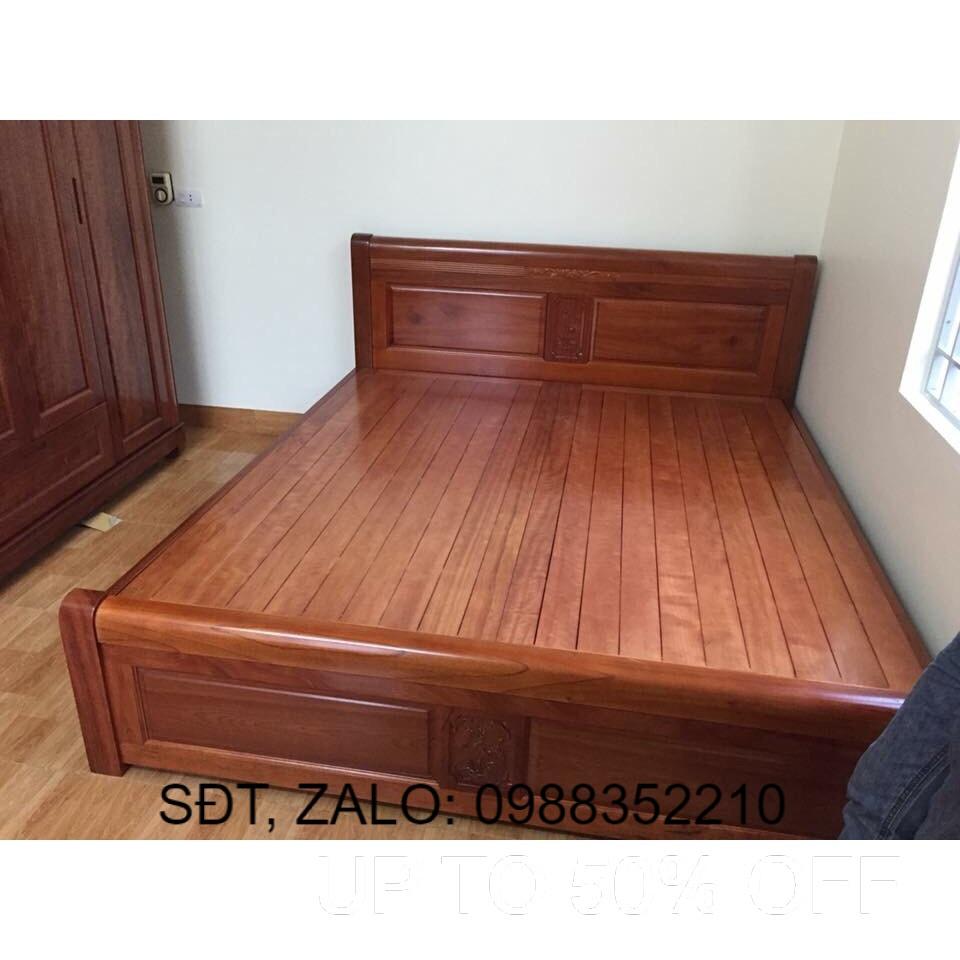 giường ngủ gỗ xoan đài kiểu 4 cỡ lớn