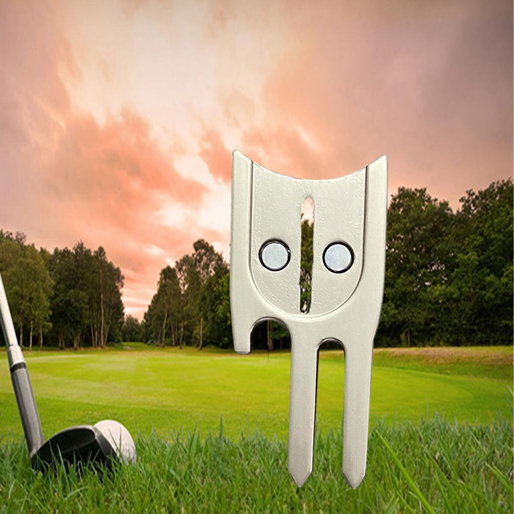 Golf Divot Tool Ball Marker Bottle Opener Green Repair Fork Golden