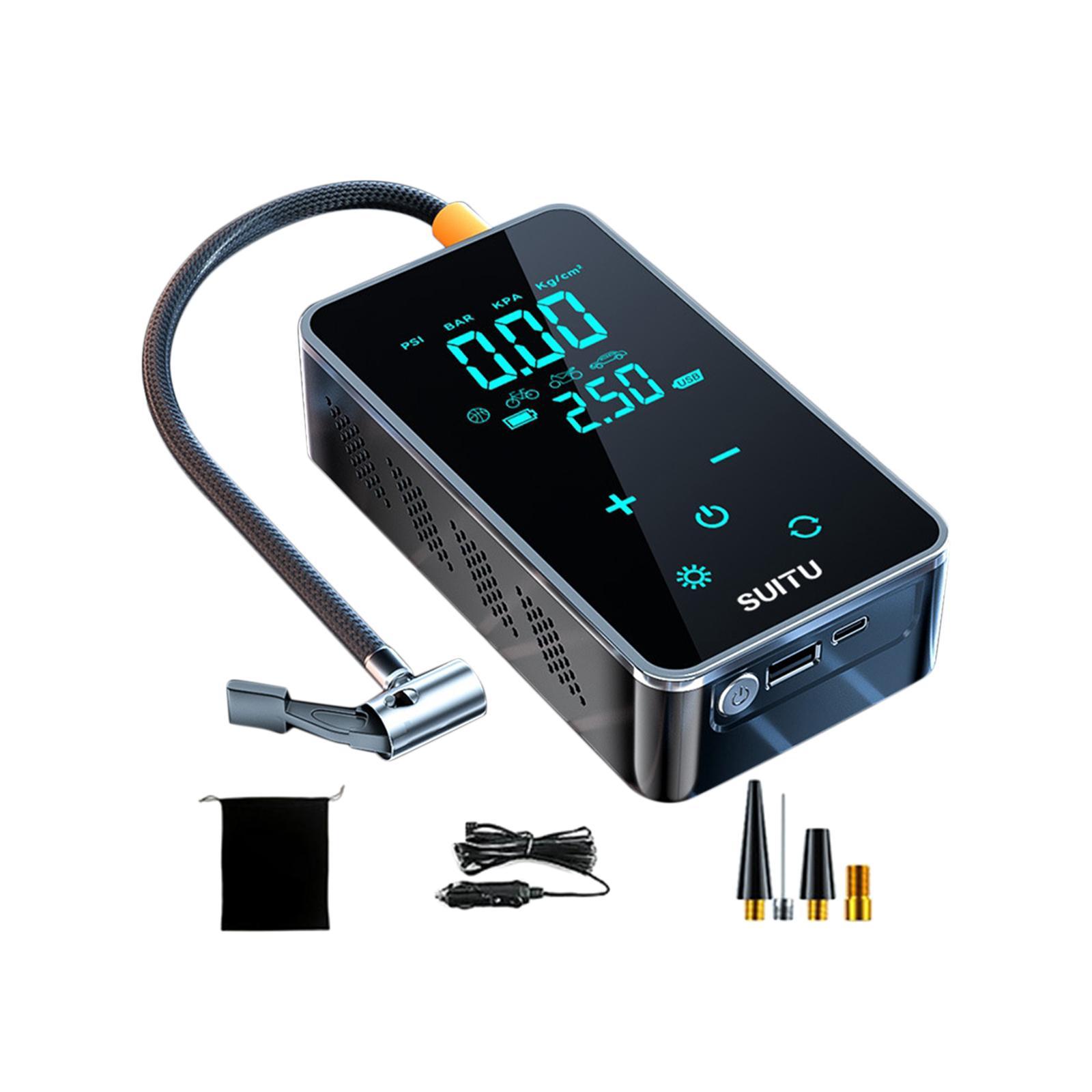 Tire Pump Tire Inflator 5V1A Multifunctional Charging Stop Rechargeable Mini Car with Cable Tire Inflatable Pump Touch Screen