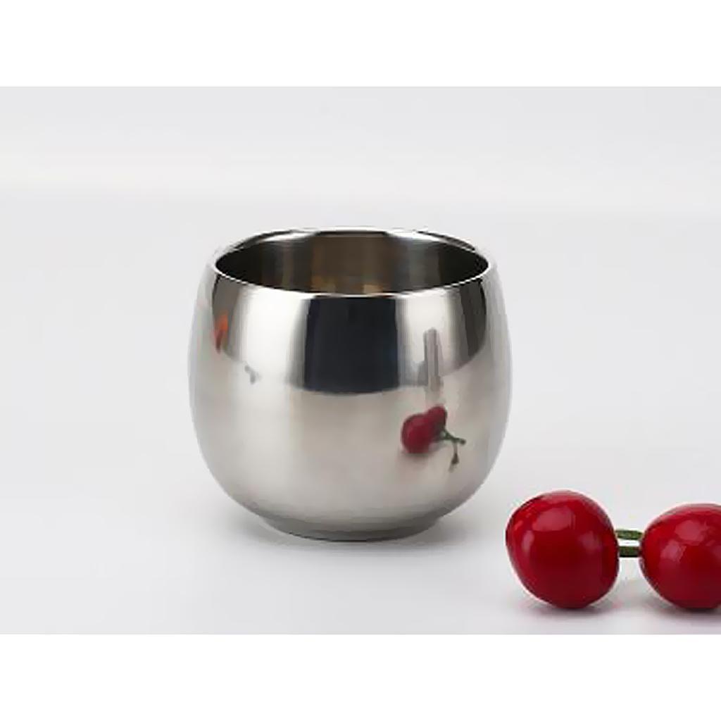 120ml+200ml Stainless Steel Double Wall Coffee Cup Beer Mug Curved Silver