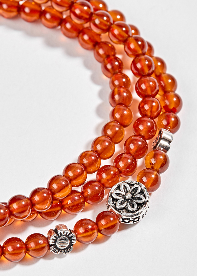 Vòng 3 Line Đá Garnet Cam Phối Charm Bạc Ngọc Quý Gemstones