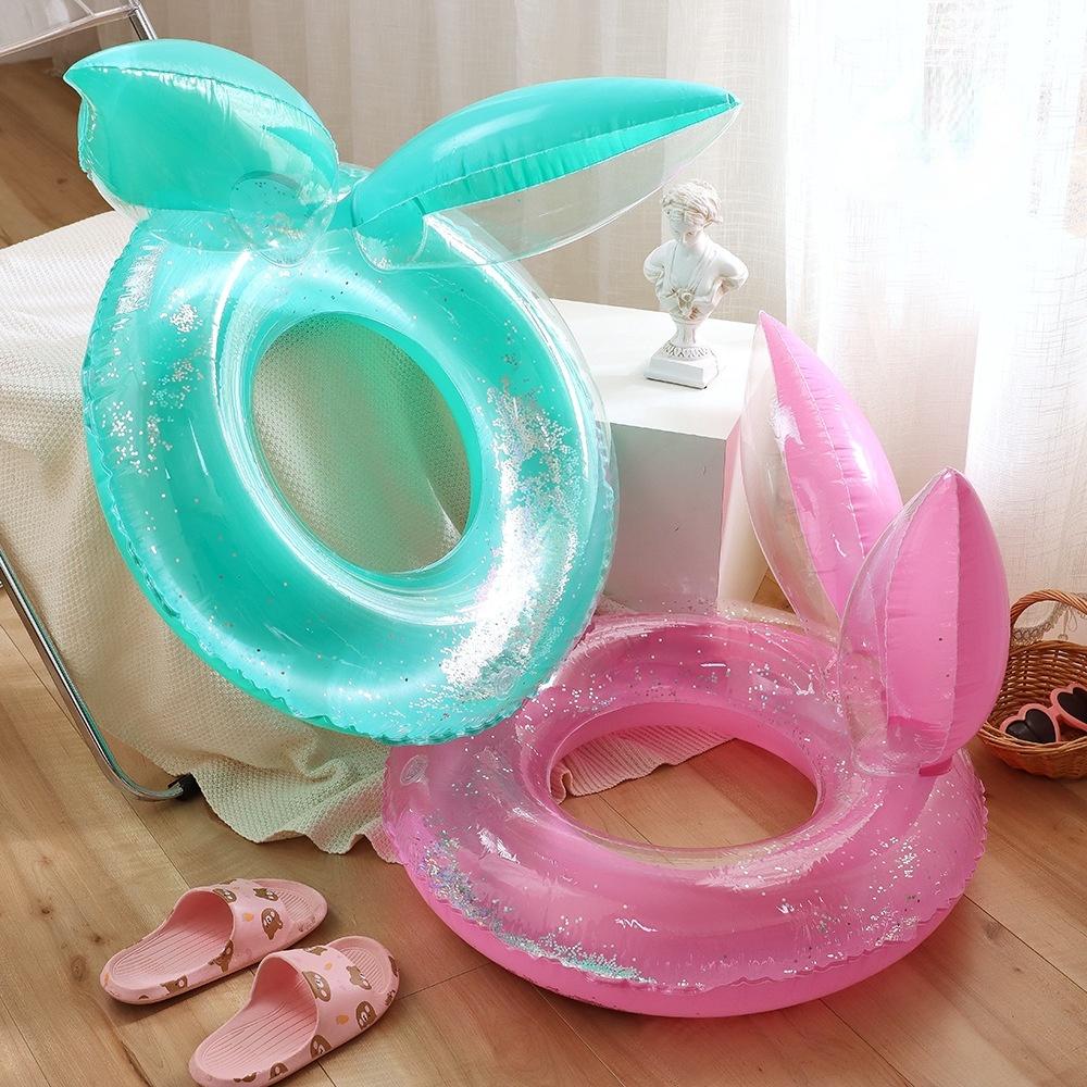 Phao Bơi Tròn Hình Tai Thỏ 70/90 Đính Kim Sa Lấp Lánh Dành Cho Người Lớn Và Trẻ Em